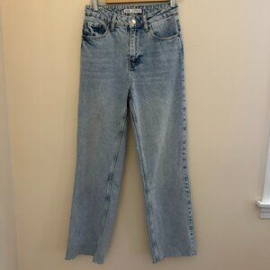 Zara Relaxed High Waist Raw Hem Jeans Sz 2